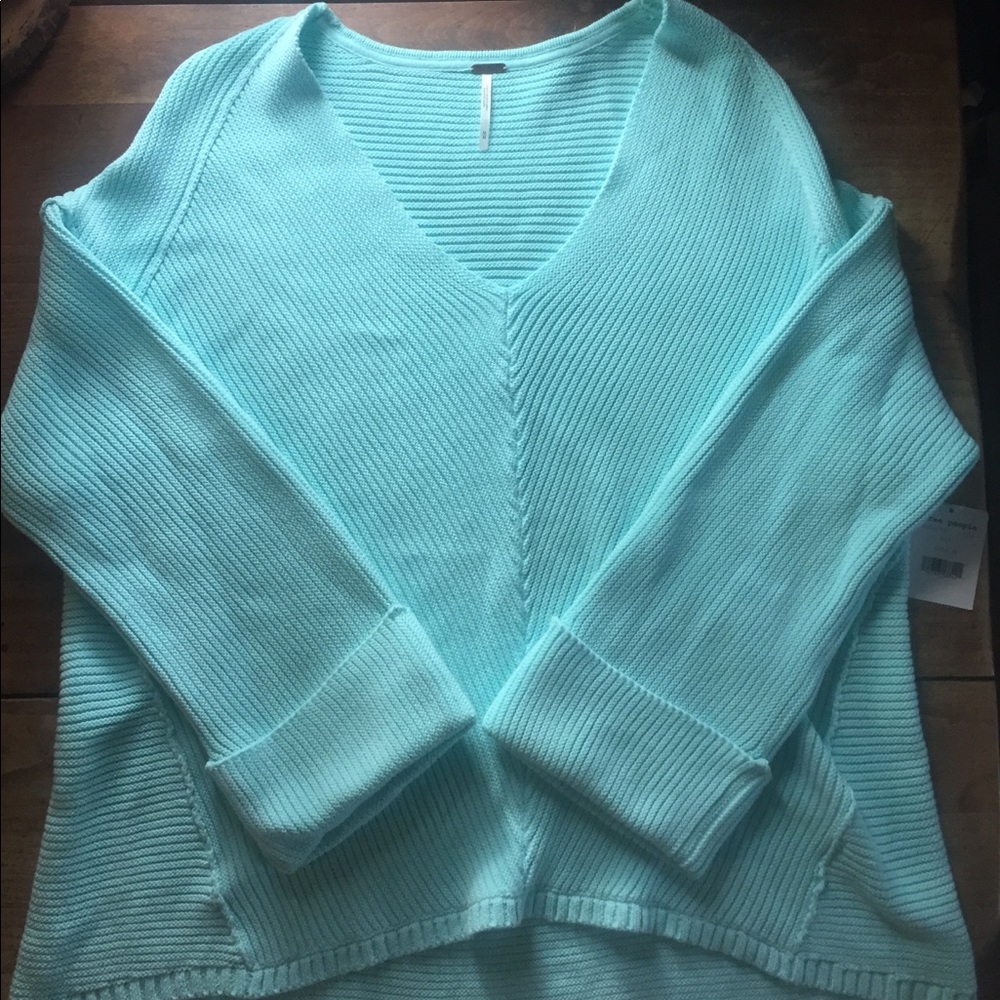Free People Mint Oversized Sweater NEW w tag